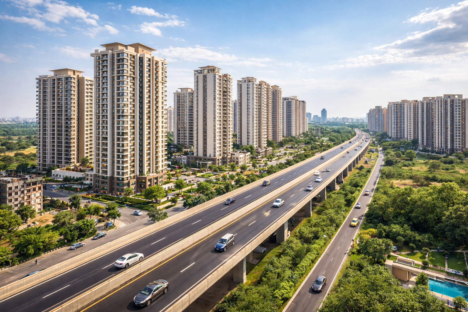 Residential towers along Dwarka Expressway in Sector 37D and Sector 102 Gurgaon