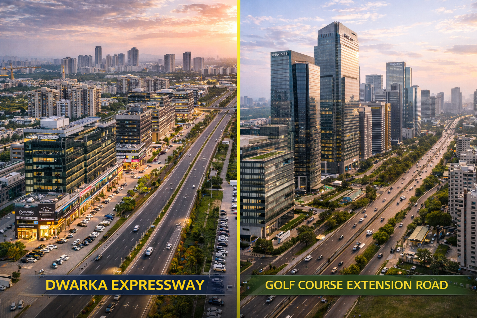 Dwarka Expressway vs Golf Course Extension Road commercial comparison Gurgaon