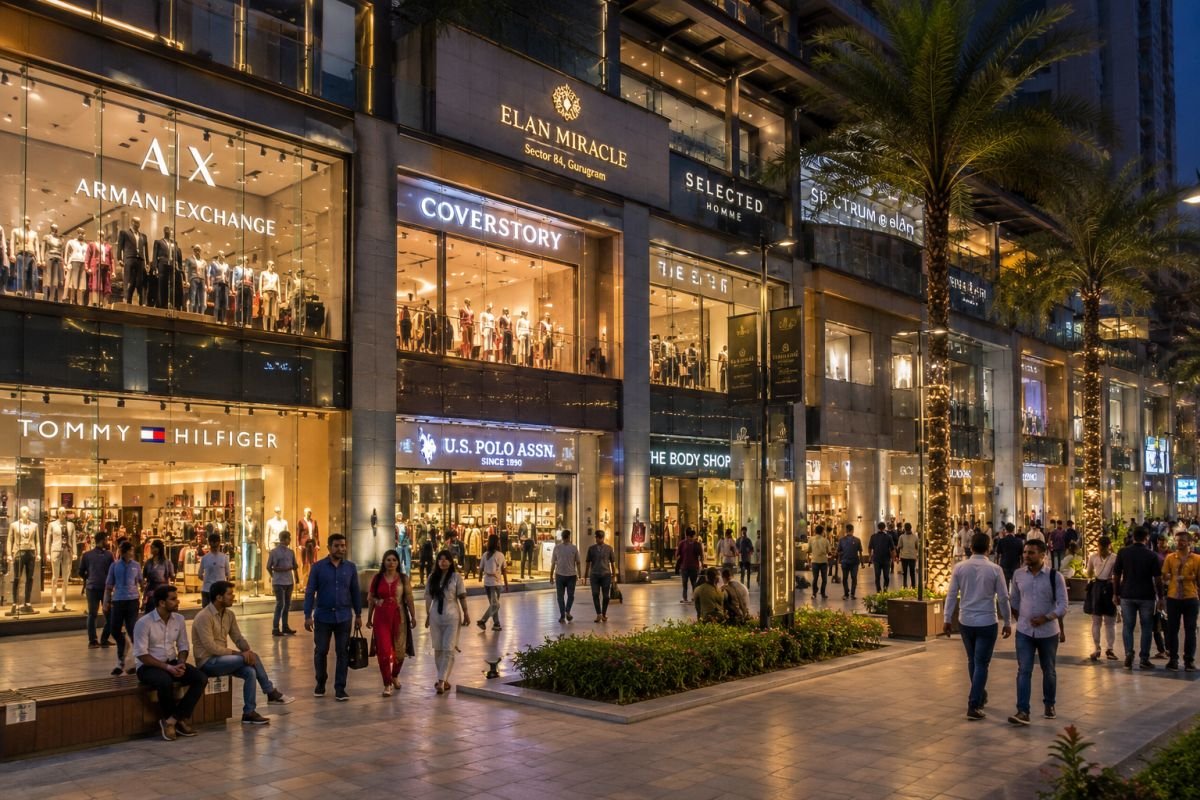 High street retail frontage at Elan Miracle Sector 84