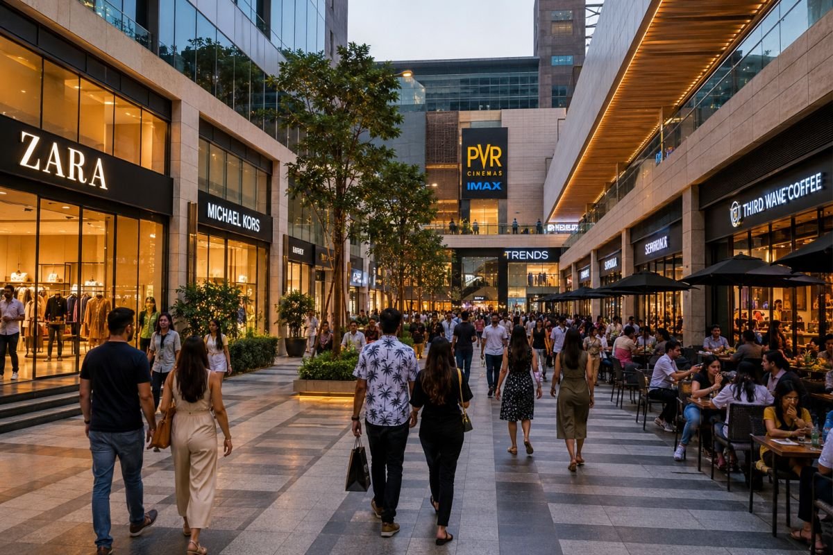 Retail and entertainment zone inside Elan The Mark Gurgaon