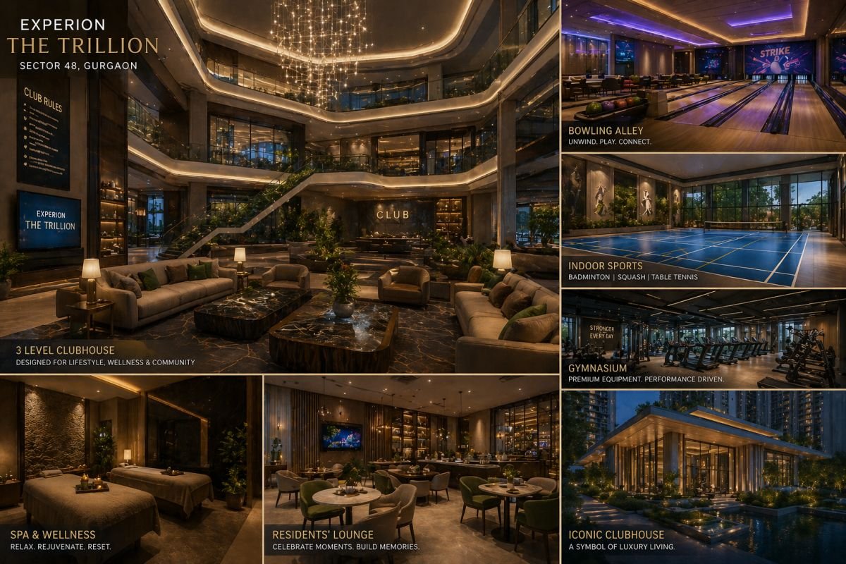 Experion The Trillion clubhouse with bowling alley luxury amenities Gurgaon