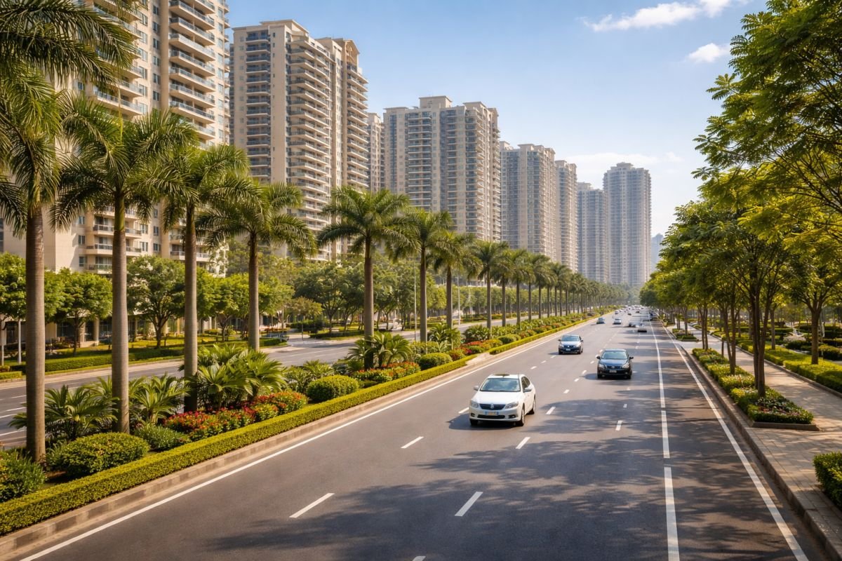 Wide roads and green residential area Golf Course Extension Road Gurgaon