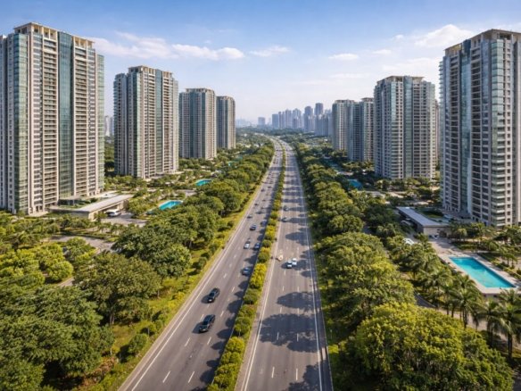 Luxury apartments on Golf Course Extension Road Gurgaon skyline 2026