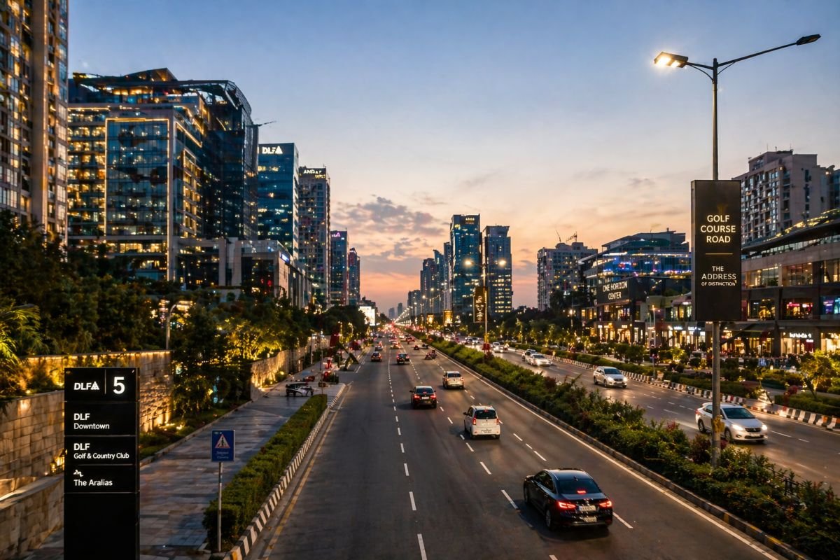 Golf Course Road Gurgaon skyline premium real estate location