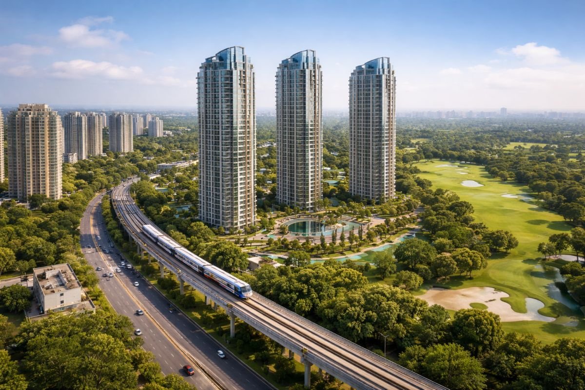 luxury apartments Golf Course Road Gurgaon skyline premium residential towers