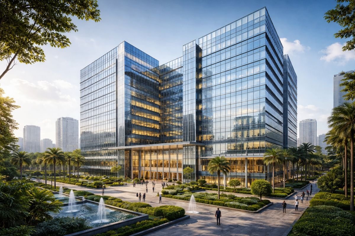 A office building Gurgaon modern glass facade corporate building