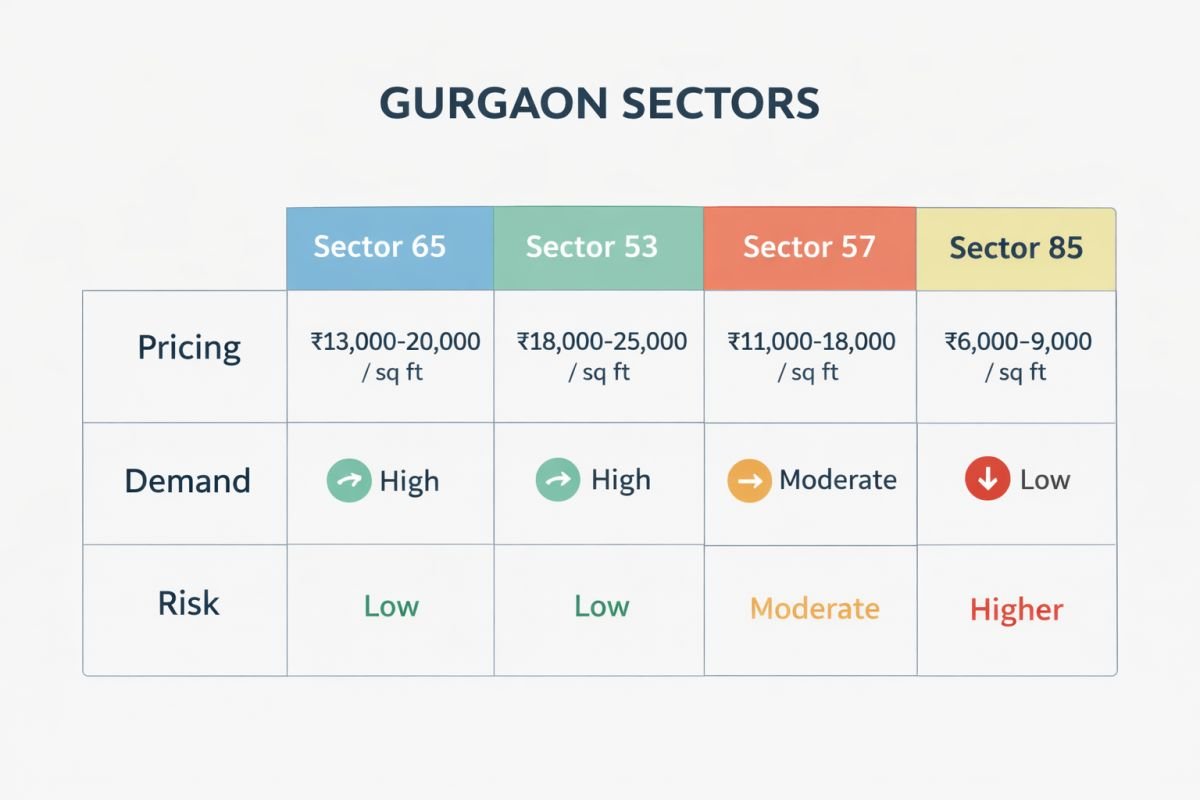 Gurgaon corridors comparison appreciation demand risk infographic