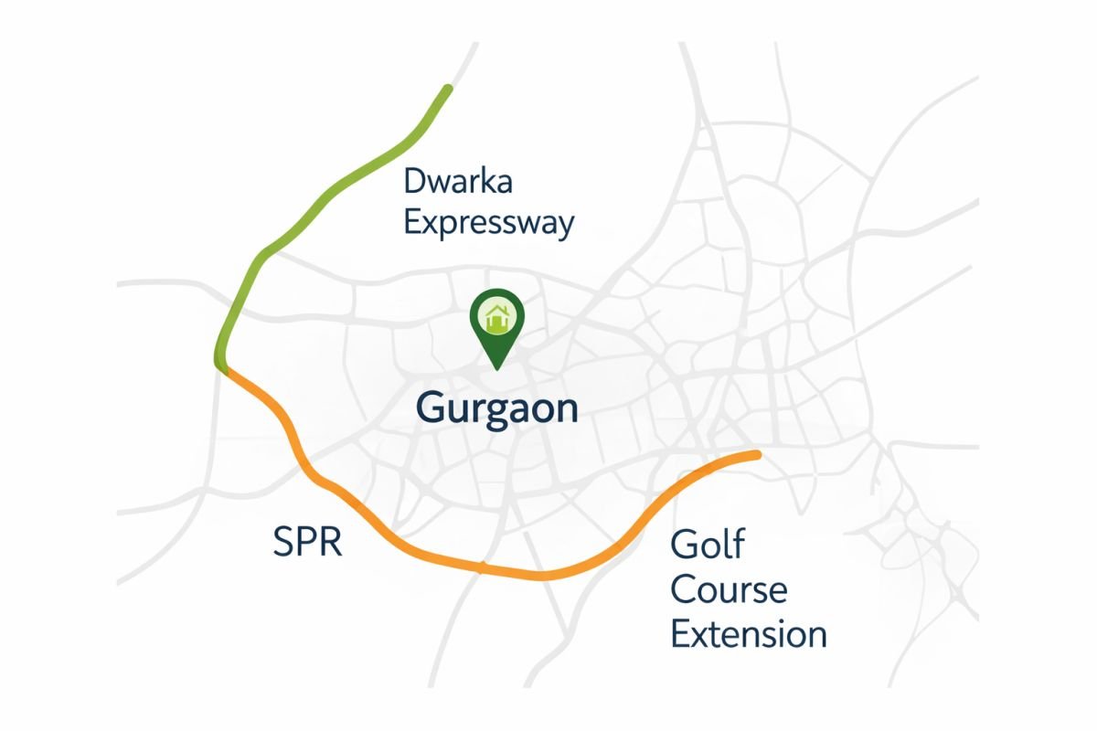 Gurgaon map showing Dwarka Expressway SPR Golf Course Extension sectors