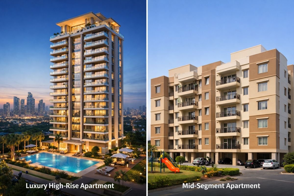 comparison of luxury and mid segment housing in Gurgaon apartments