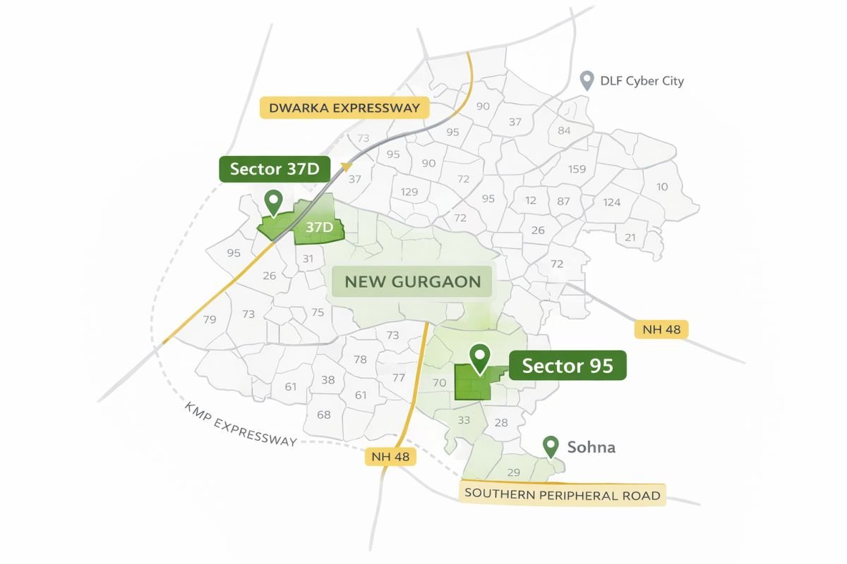 Gurgaon sectors map Dwarka Expressway New Gurgaon Sohna investment hotspots