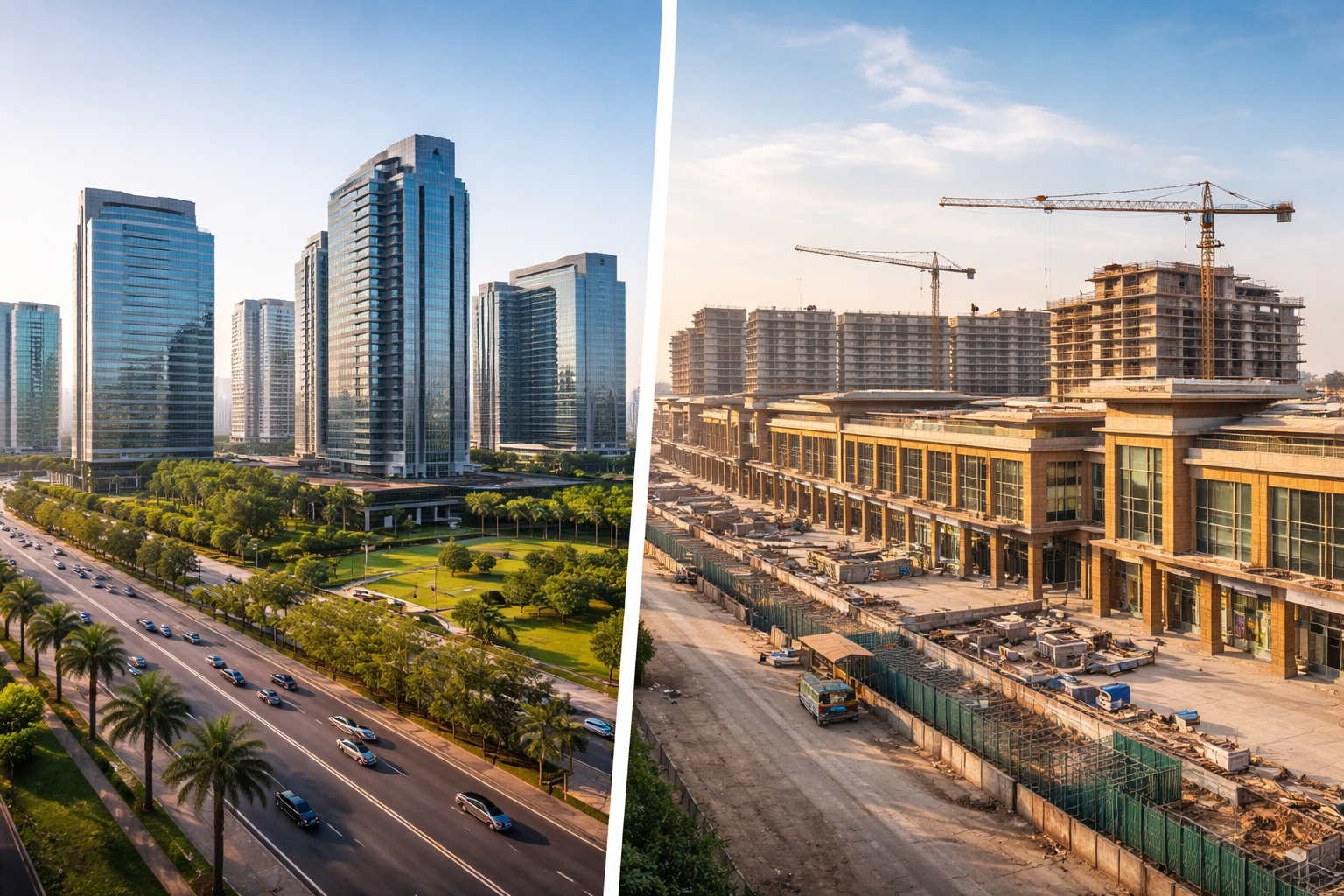 Comparison of Golf Course Road office towers and Dwarka Expressway SCO projects in Gurgaon