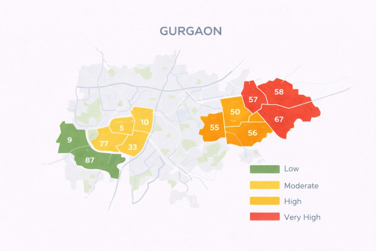Gurgaon micro market pricing Dwarka Expressway vs Golf Course Extension map