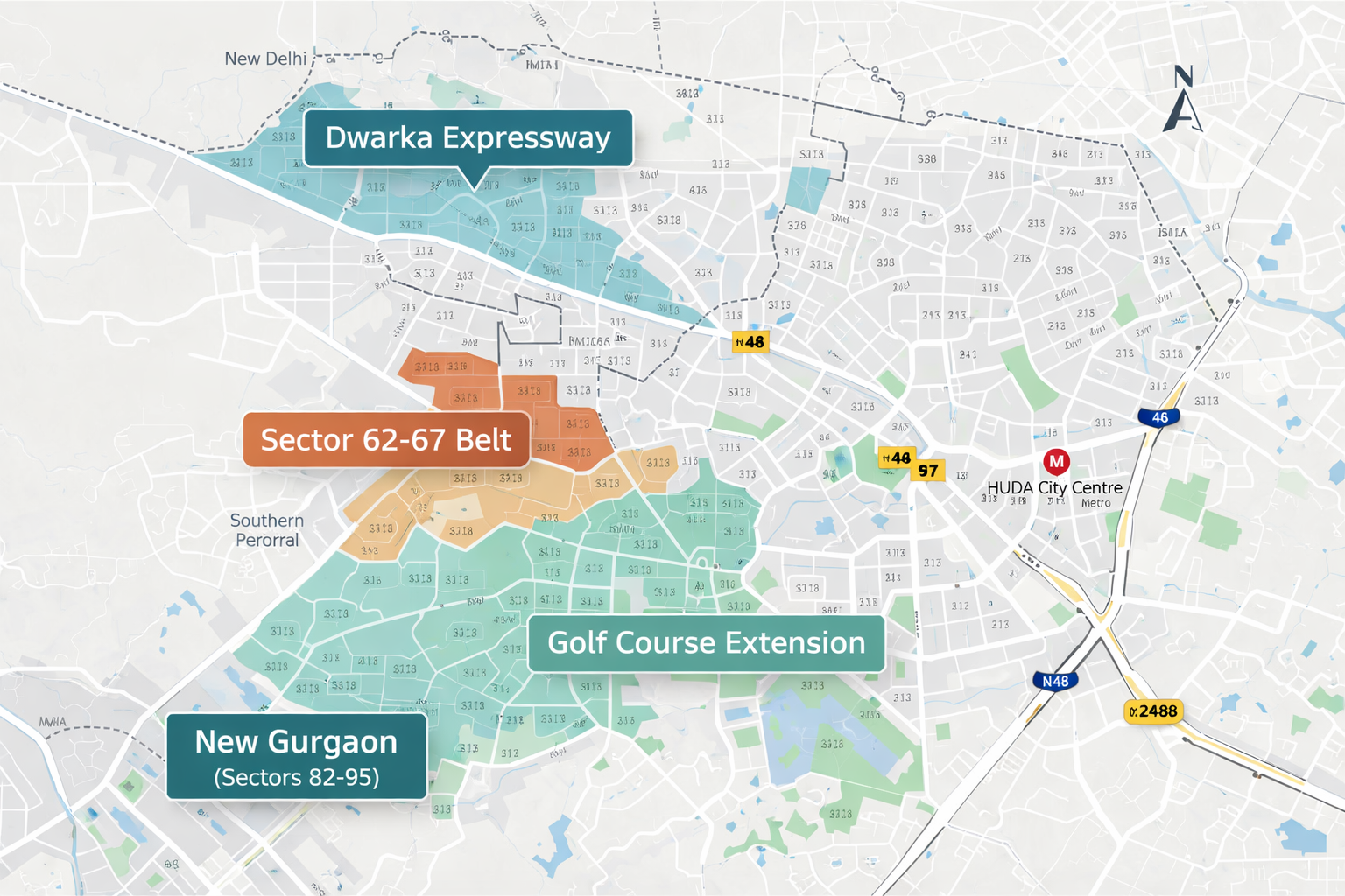 Gurgaon micro market risk zones Dwarka Expressway New Gurgaon Sector 67