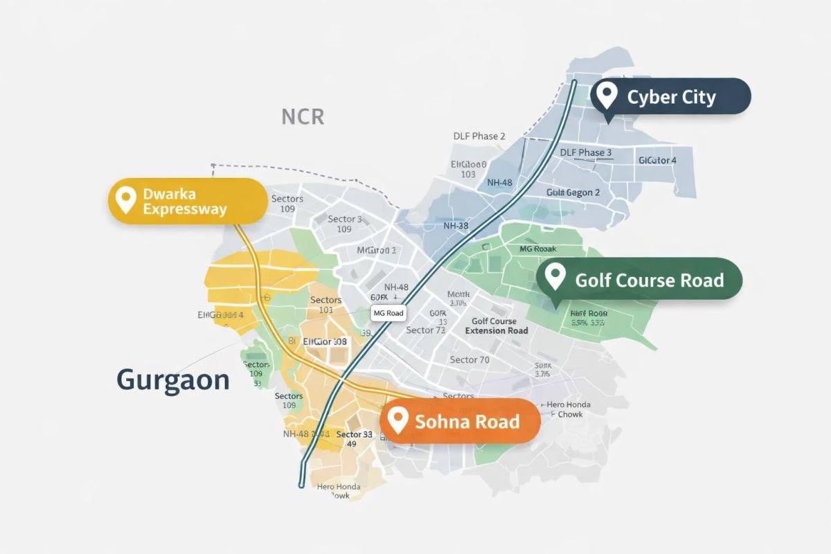 Gurgaon office micro markets cyber city golf course road map