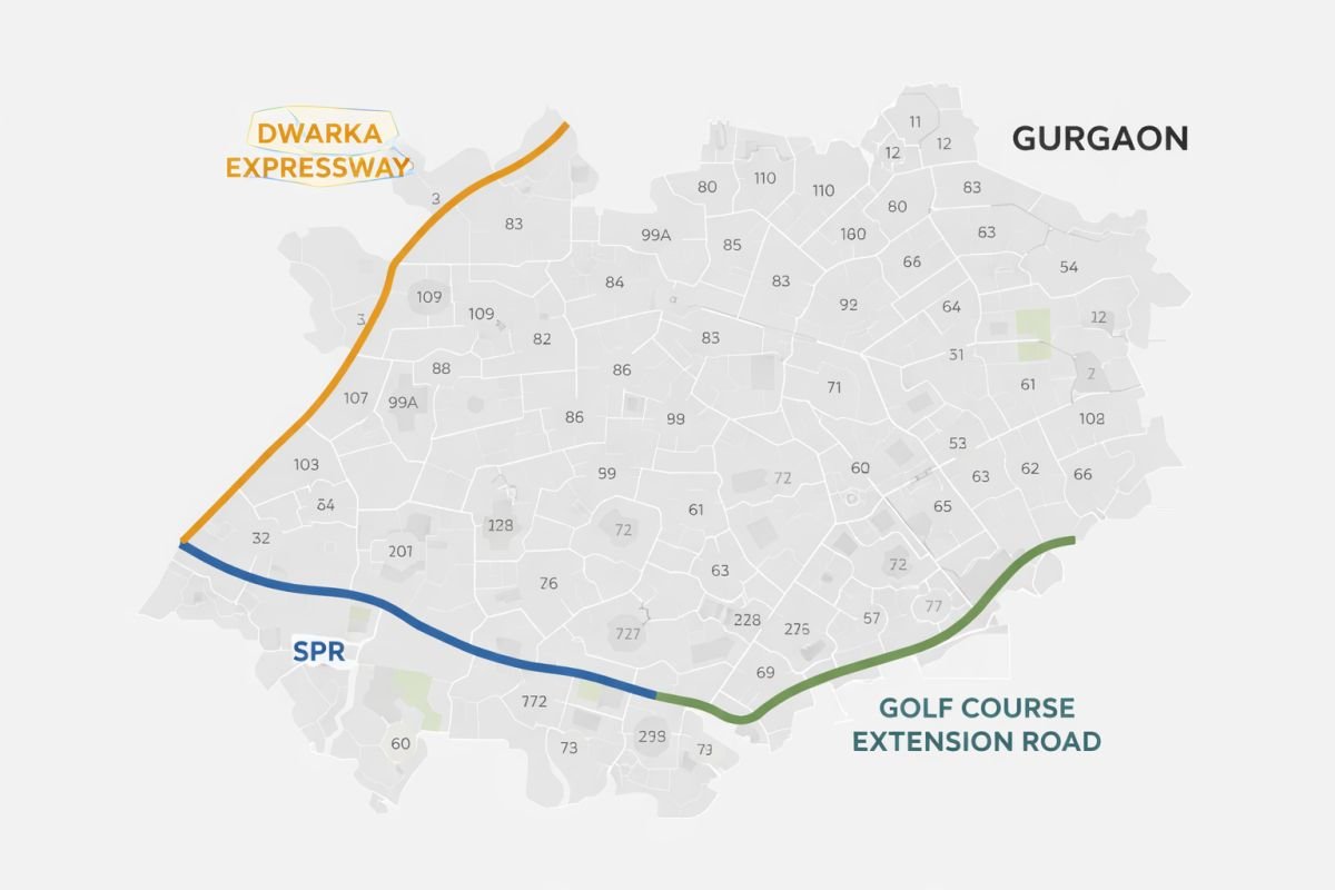 Gurgaon property corridors Dwarka Expressway SPR Golf Course Extension Road map