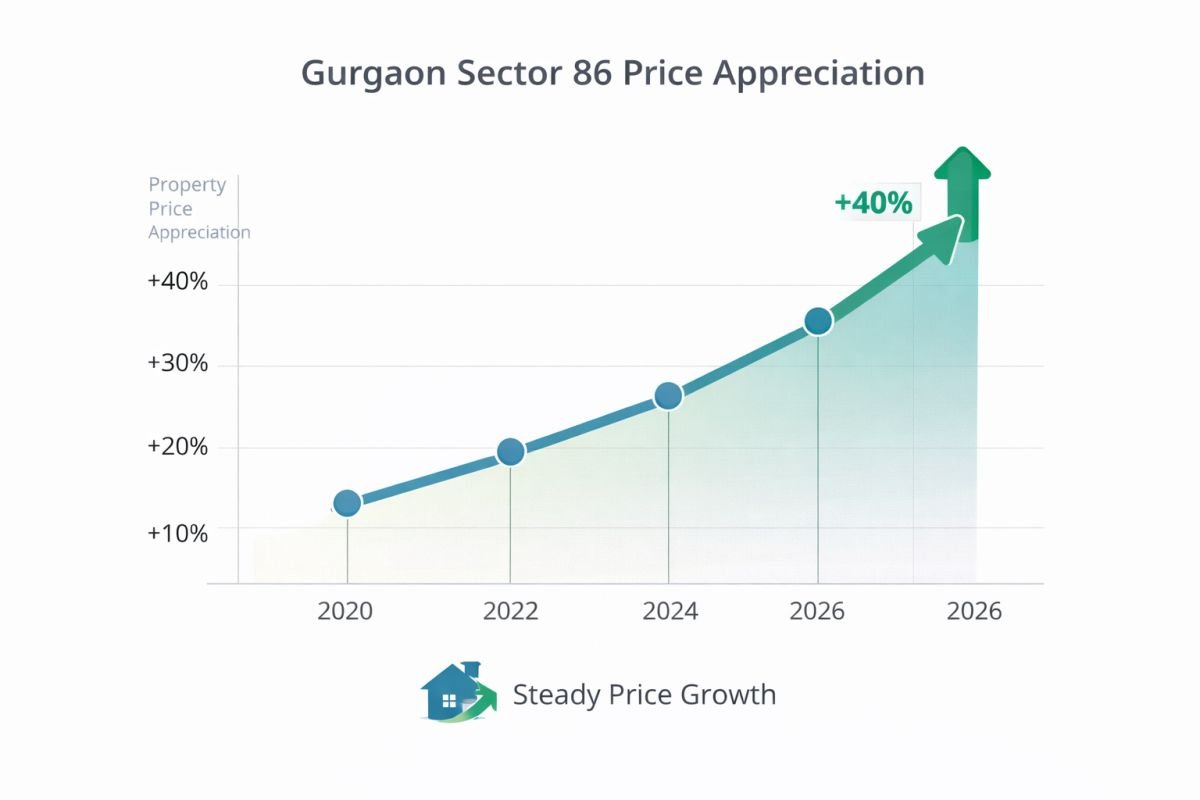 Gurgaon property price appreciation trend sector 86 New Gurgaon investment graph