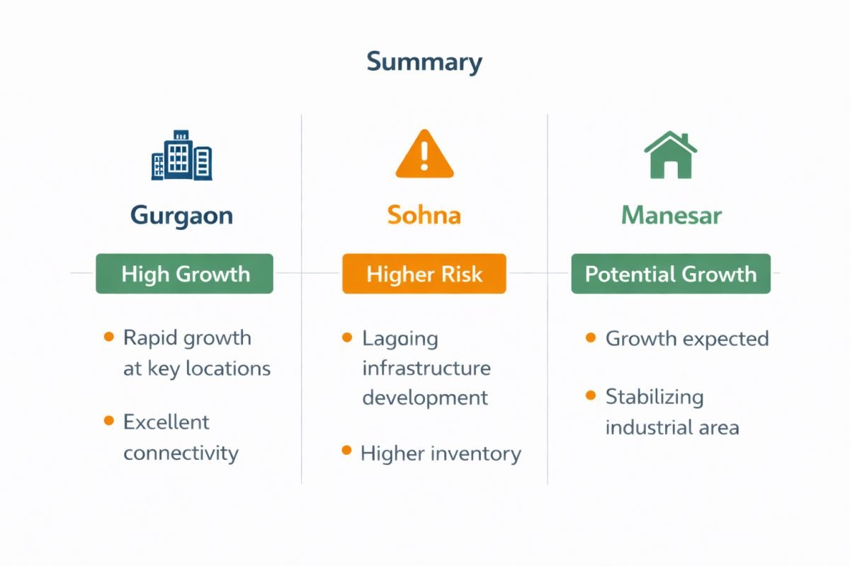 Gurgaon Sohna Manesar outlook summary growth comparison