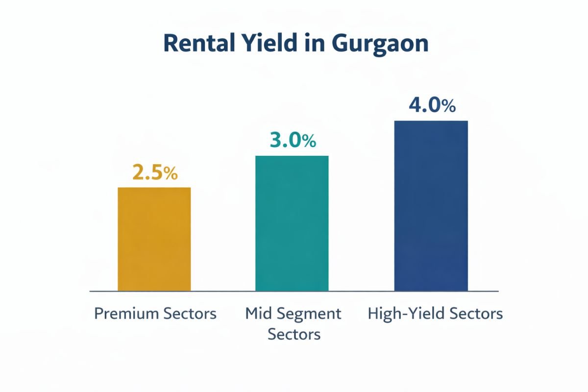 Gurgaon rental yield percentage comparison 2026 sectors