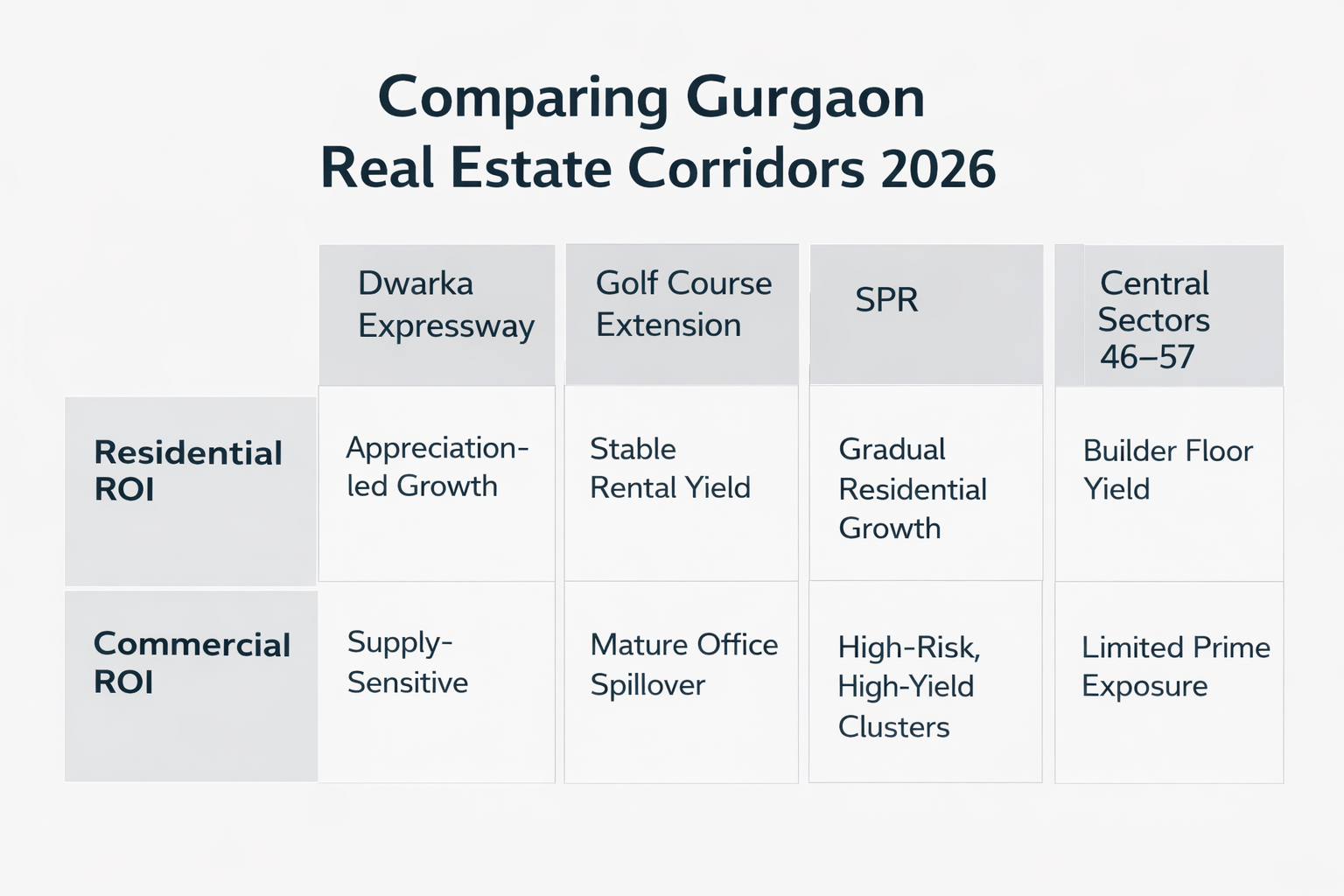 Gurgaon residential vs commercial ROI corridor comparison 2026