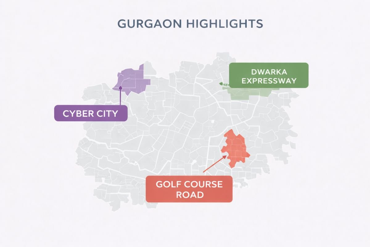 Gurgaon green development areas Cyber City Golf Course Road Dwarka Expressway