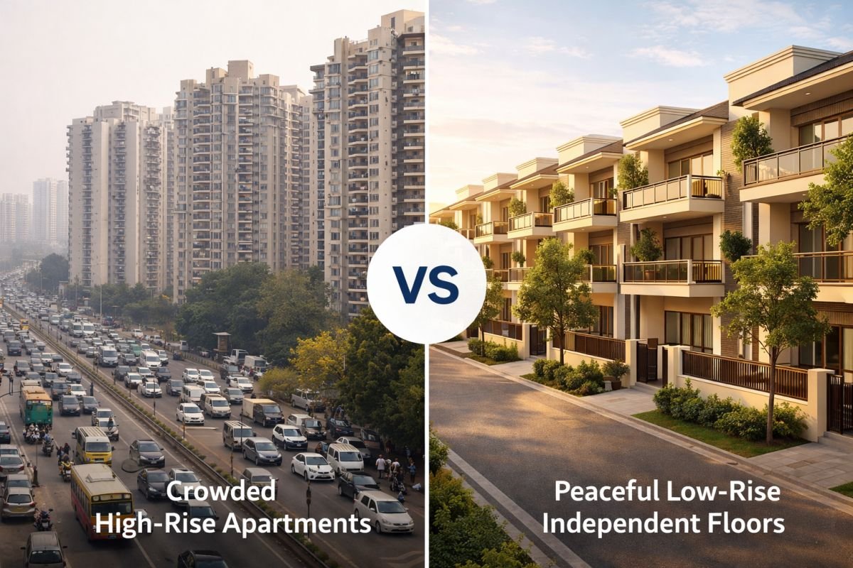 Comparison between high rise apartments and low rise builder floors Gurgaon