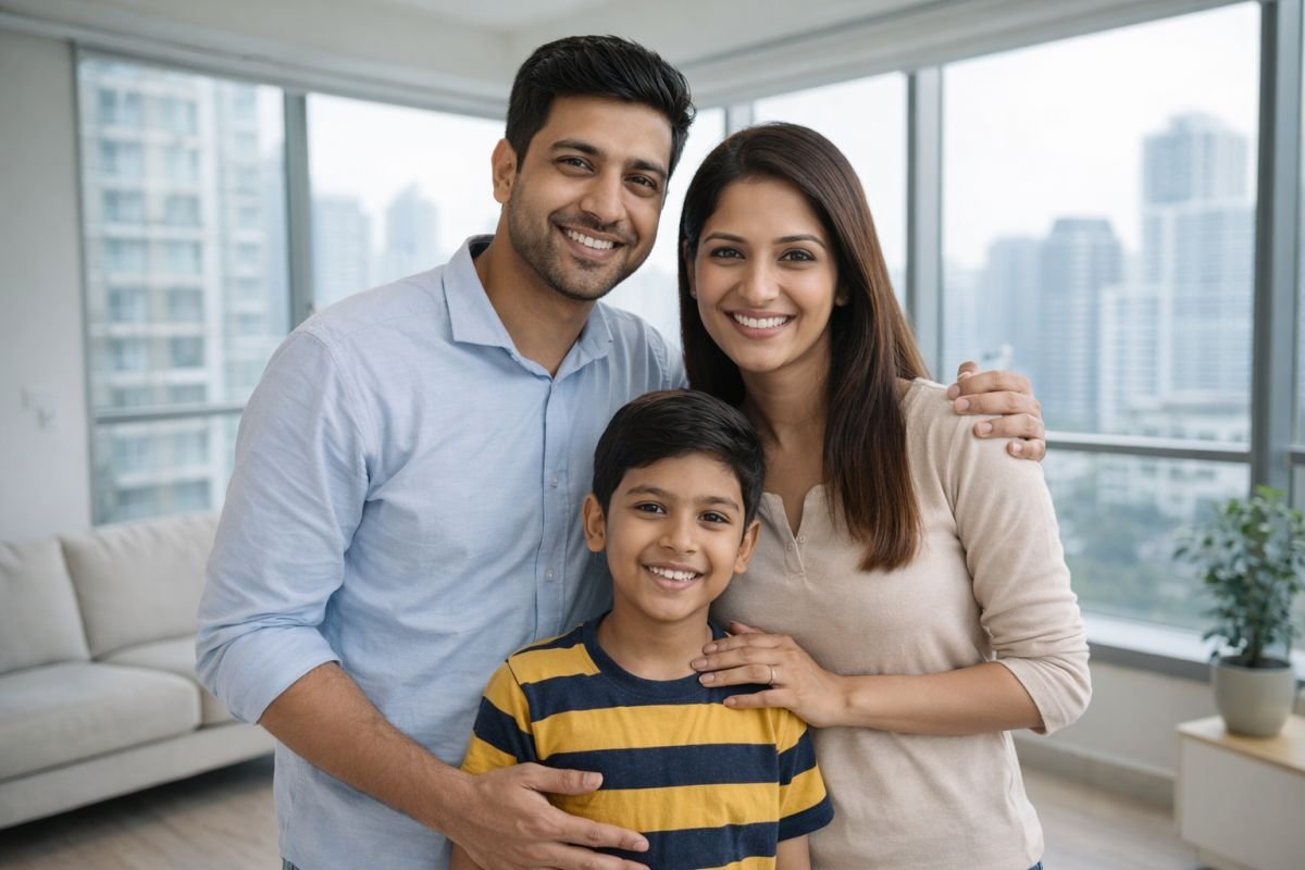 family finalizing apartment purchase satisfied home buying decision