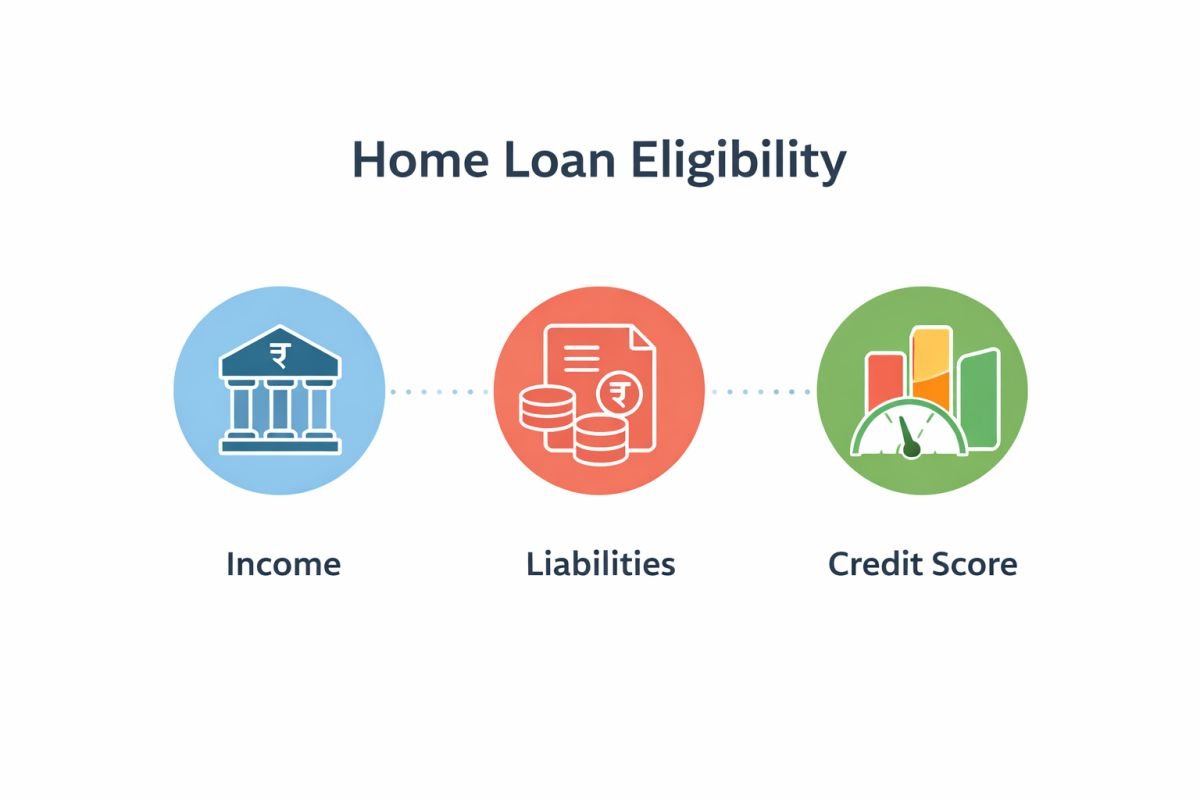 home loan eligibility factors income liabilities infographic India