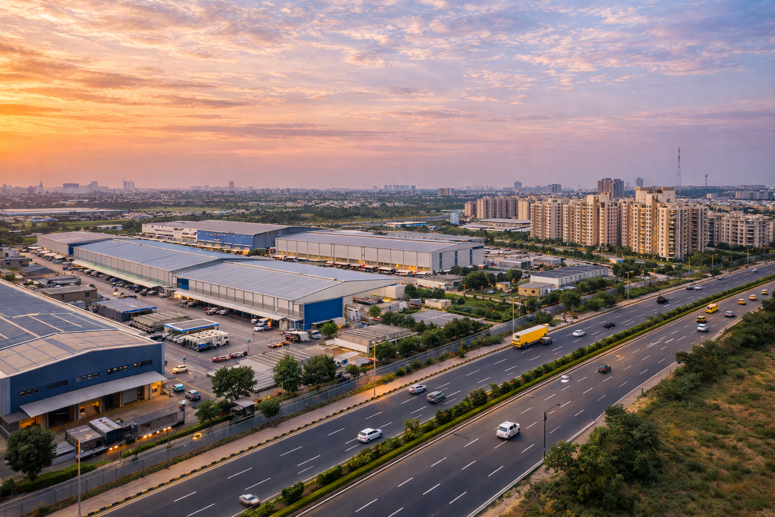 IMT Manesar industrial belt and nearby residential housing development