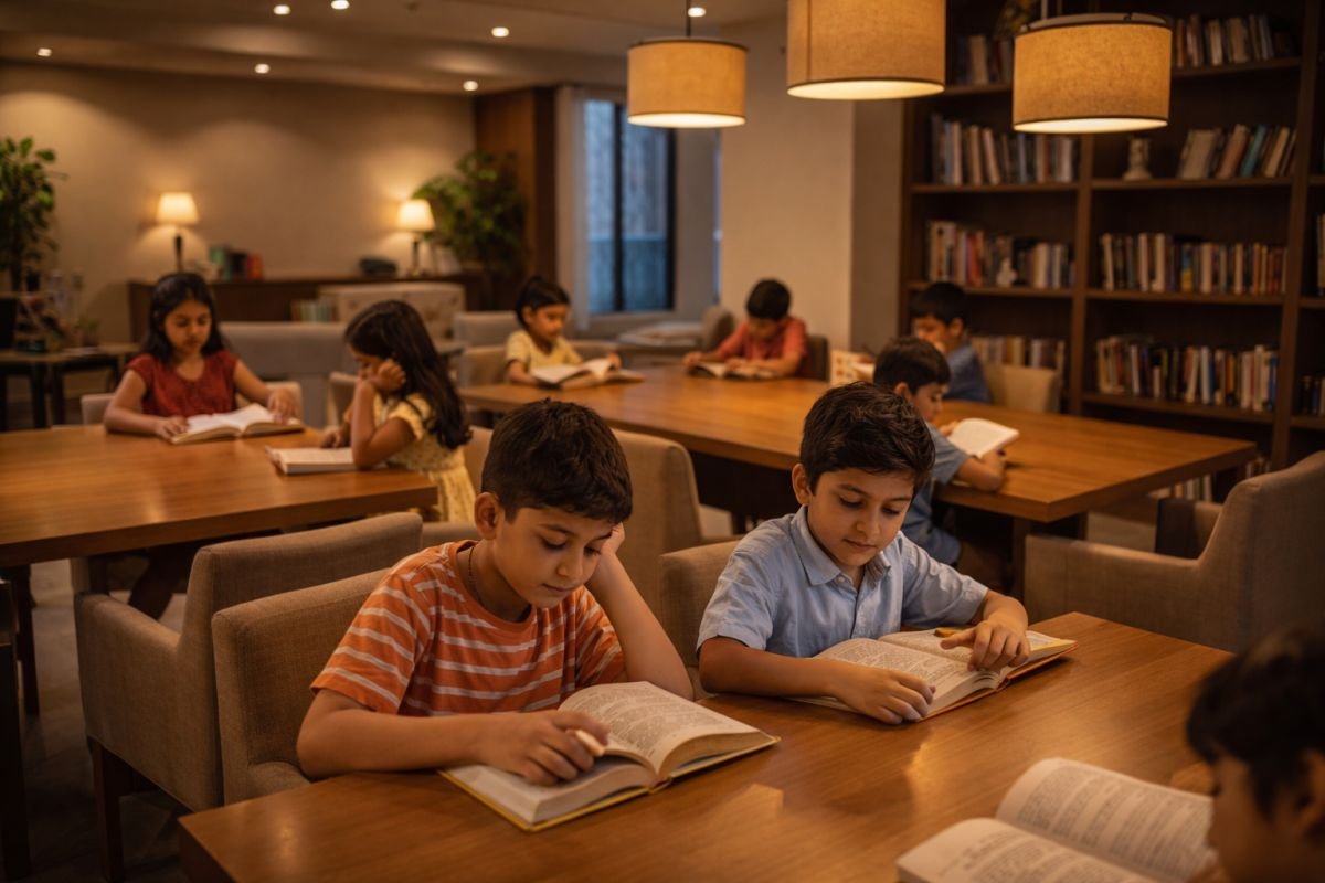 indoor study and activity room for children in residential society