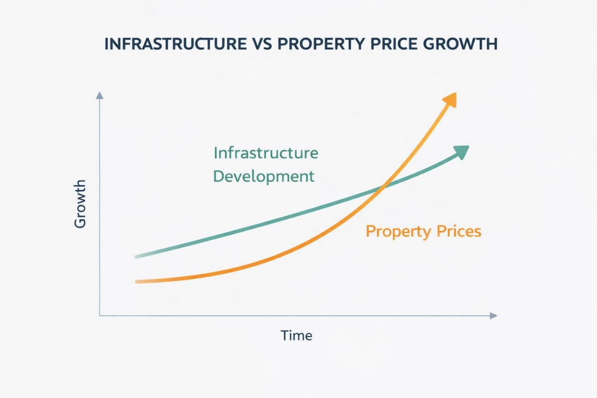 infrastructure impact on property prices Gurgaon chart growth trend
