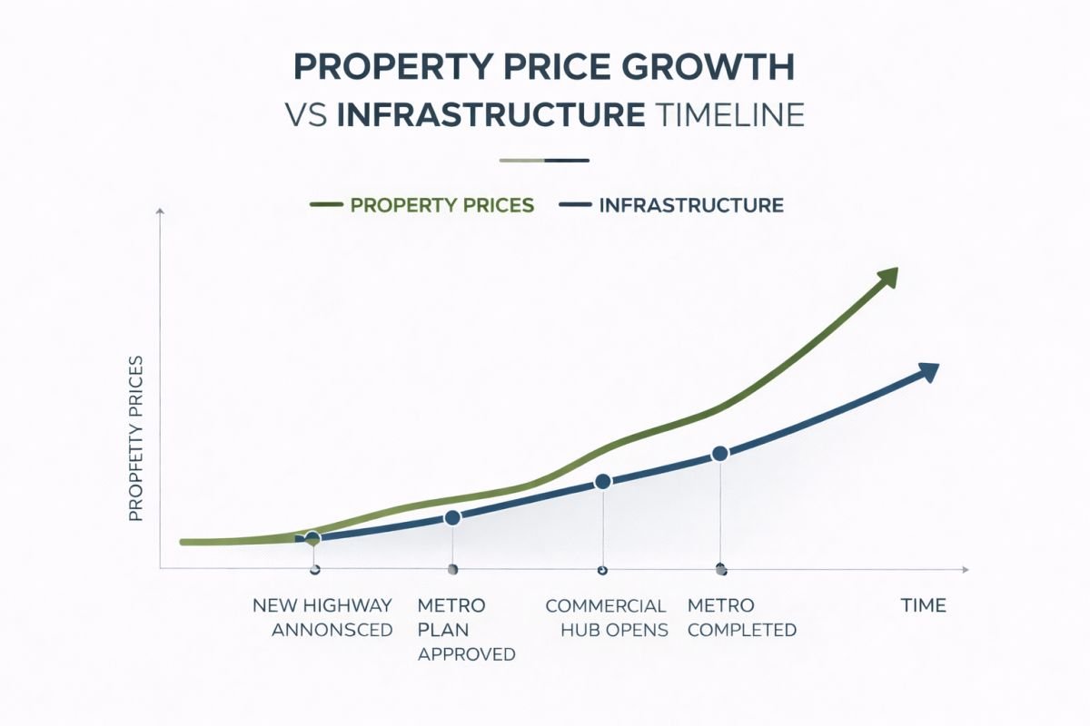 Gurgaon property price growth infrastructure impact chart