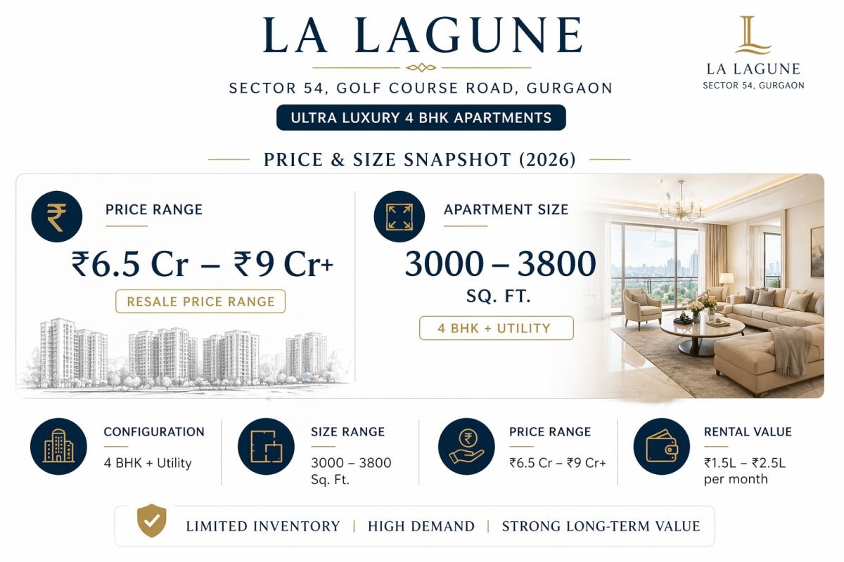 La Lagune Gurgaon price range 4 BHK apartments Golf Course Road infographic