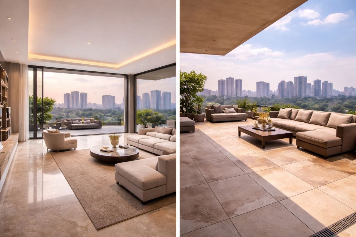 high floor luxury apartment vs penthouse comparison gurgaon skyline view