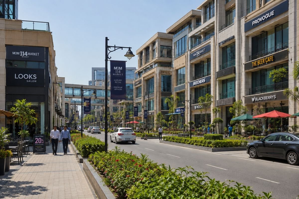 Drive through boulevard inside M3M 114 Market Gurgaon