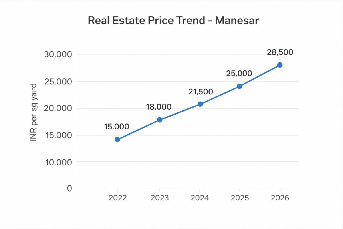 Manesar plot price trend growth 2022 to 2026 per sq yard