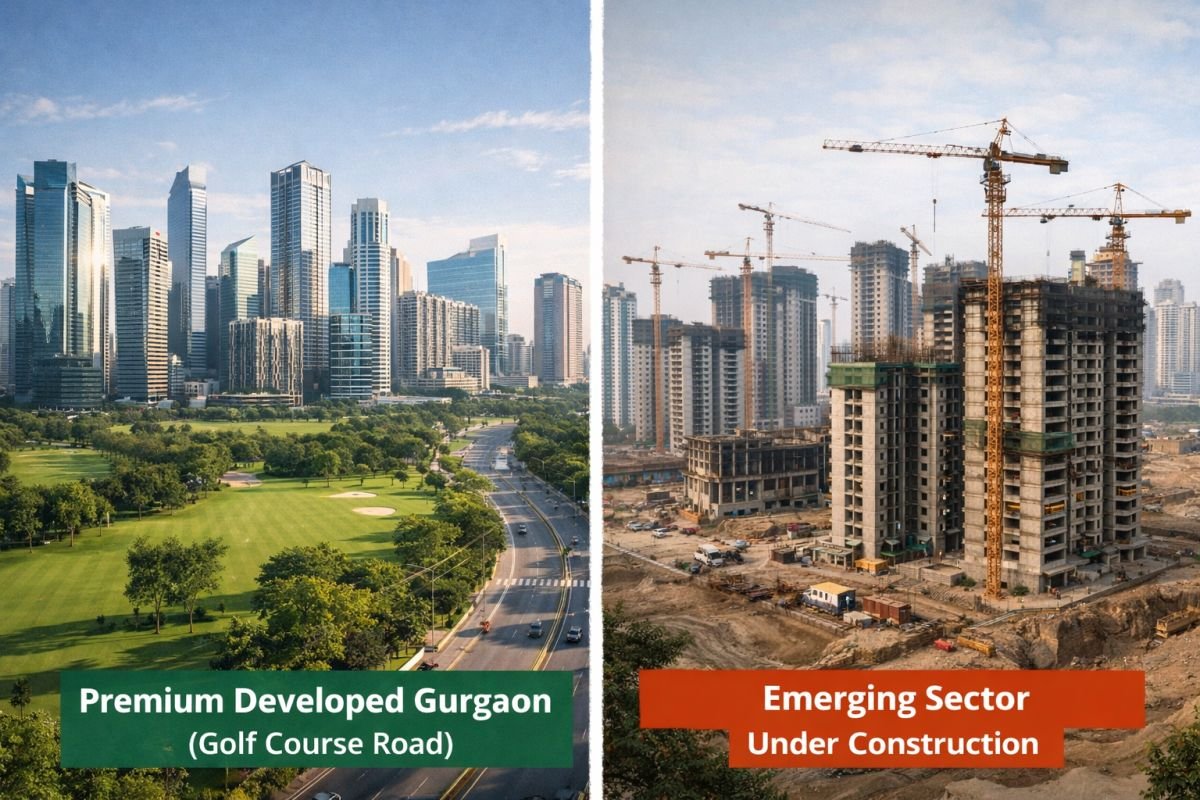 Gurgaon mature vs emerging real estate corridors comparison skyline development