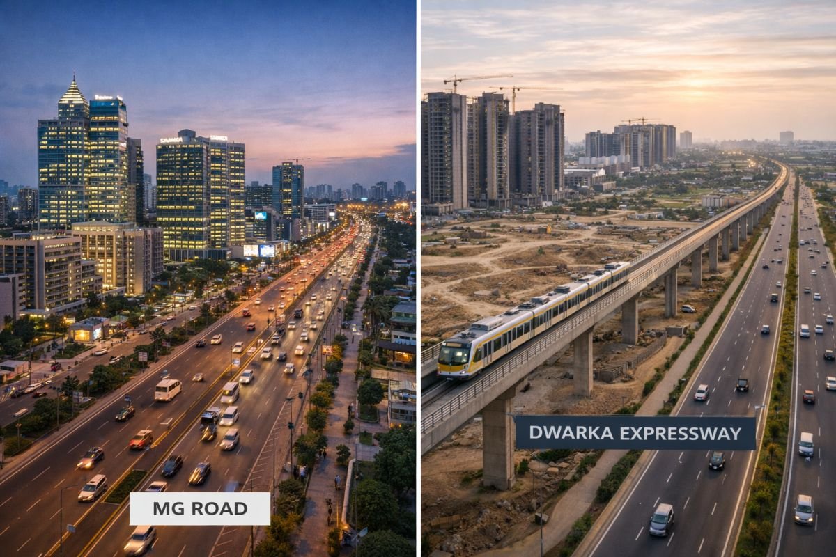 Gurgaon metro mature vs emerging sectors comparison skyline