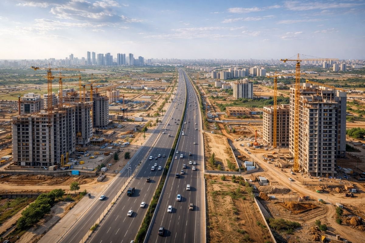 New Gurgaon infrastructure development Dwarka Expressway construction growth sectors