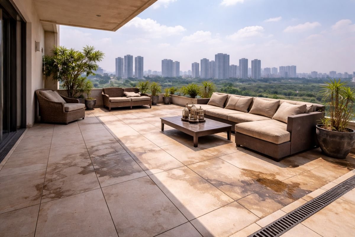 penthouse terrace maintenance issues waterproofing sunlight exposure gurgaon