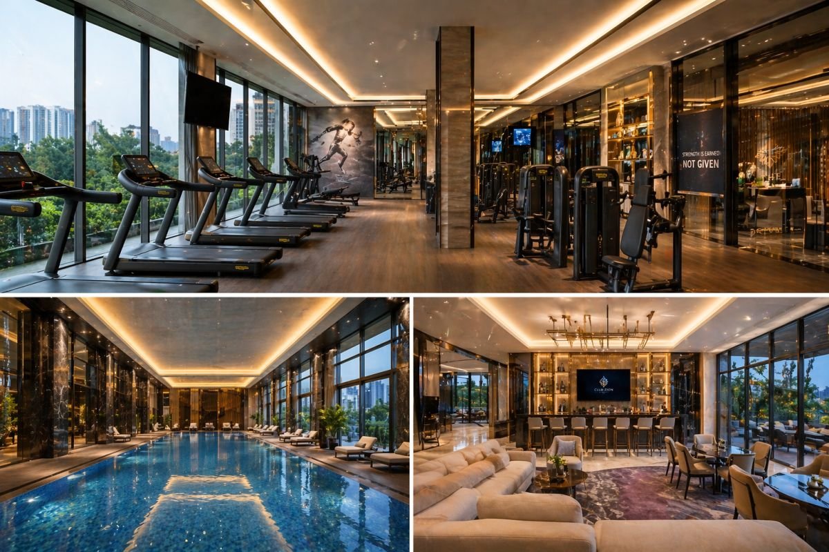Club Zion Pioneer Araya 60000 sq ft luxury clubhouse amenities interior