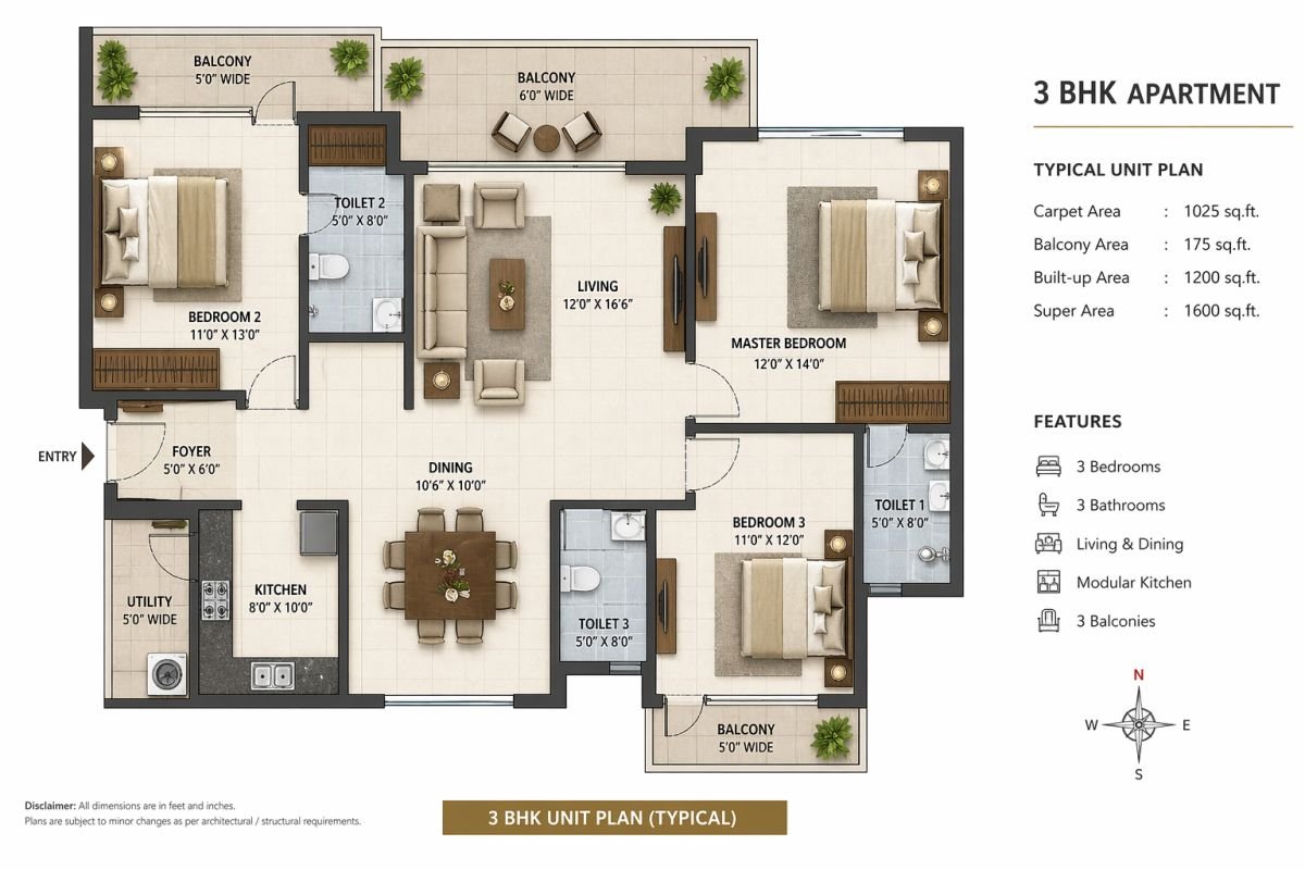 Pioneer Park Sector 61 Gurgaon floor plan 2 3 4 BHK layout