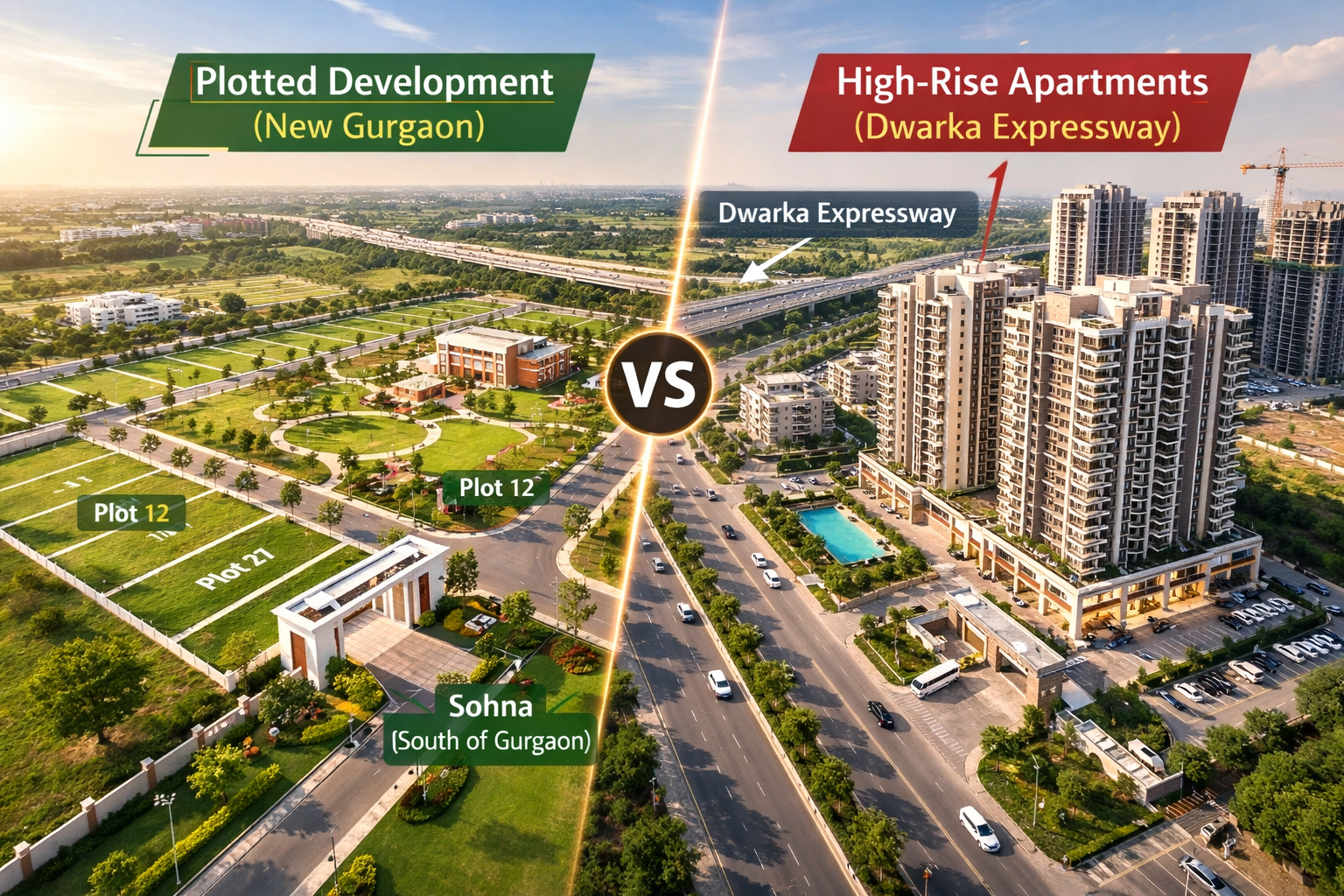 Plots vs high-rise apartments in Gurgaon near Dwarka Expressway