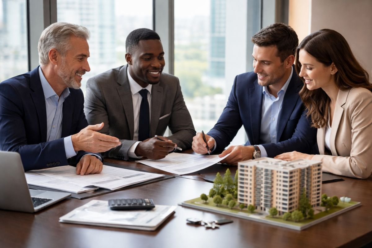 Property buyers negotiating real estate deals Gurgaon