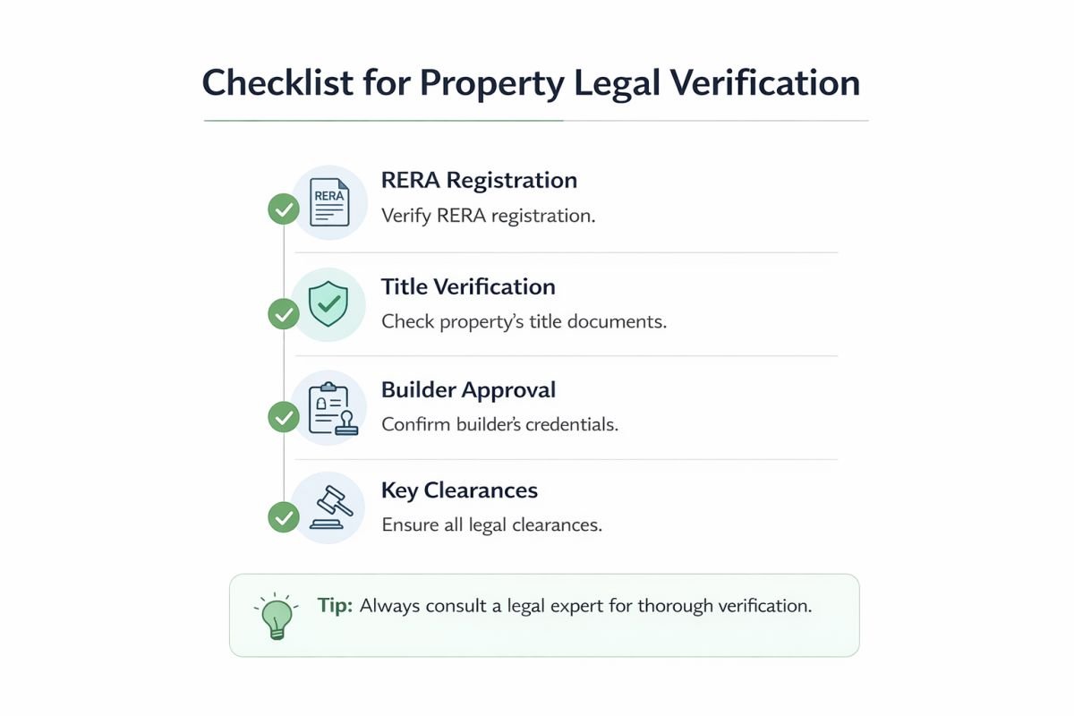 bank property legal verification checklist India RERA title builder approval
