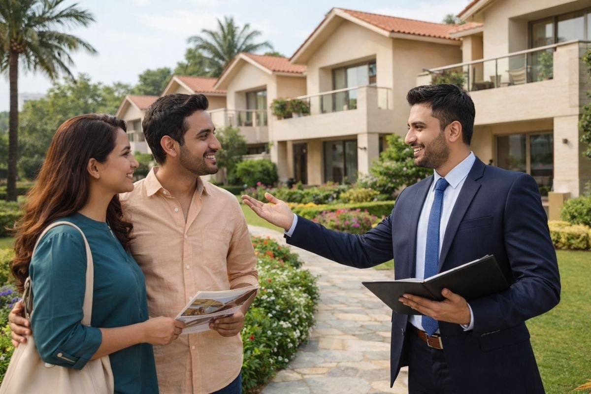 buyer visiting Vatika Signature Villas site Gurgaon discussion