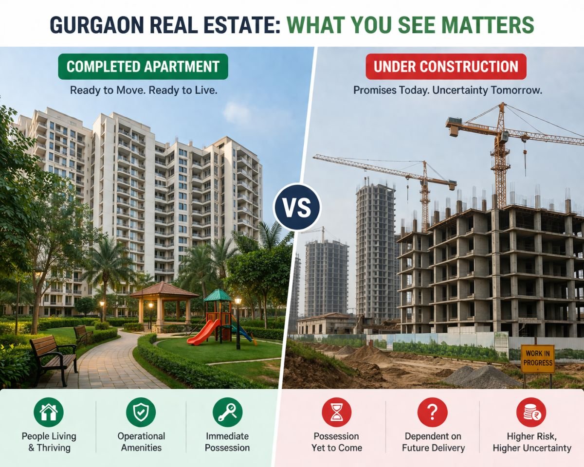Ready to move vs under construction property comparison Gurgaon real estate