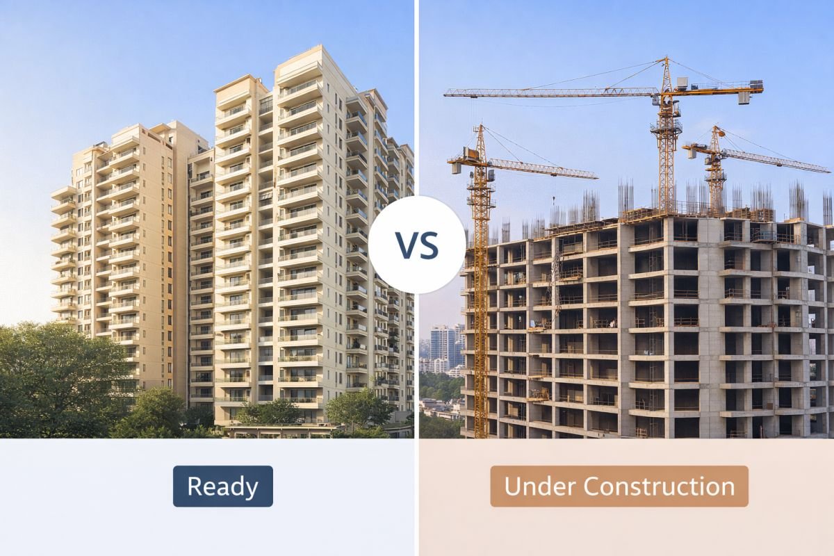 ready to move apartment vs under construction project comparison Gurgaon investment concept
