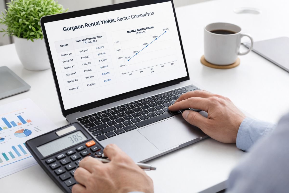 real estate rental yield calculation formula example Gurgaon