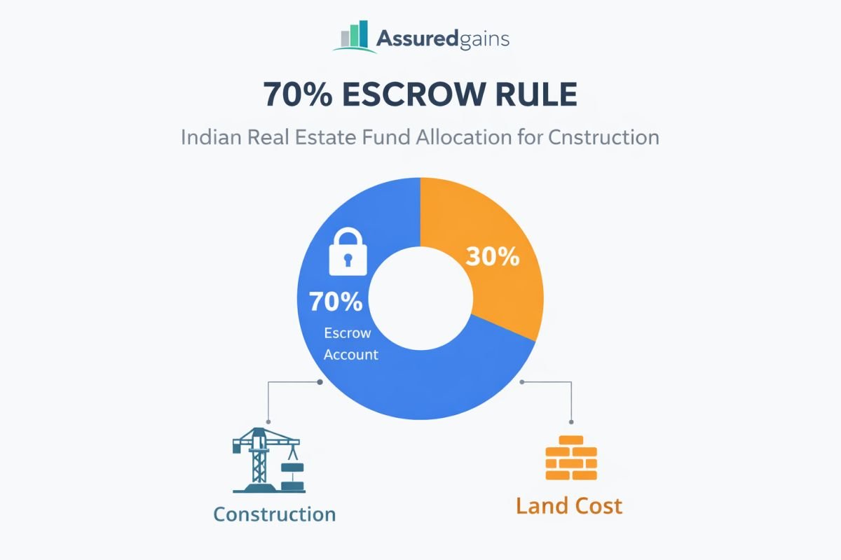 RERA escrow rule 70 percent funds usage construction infographic
