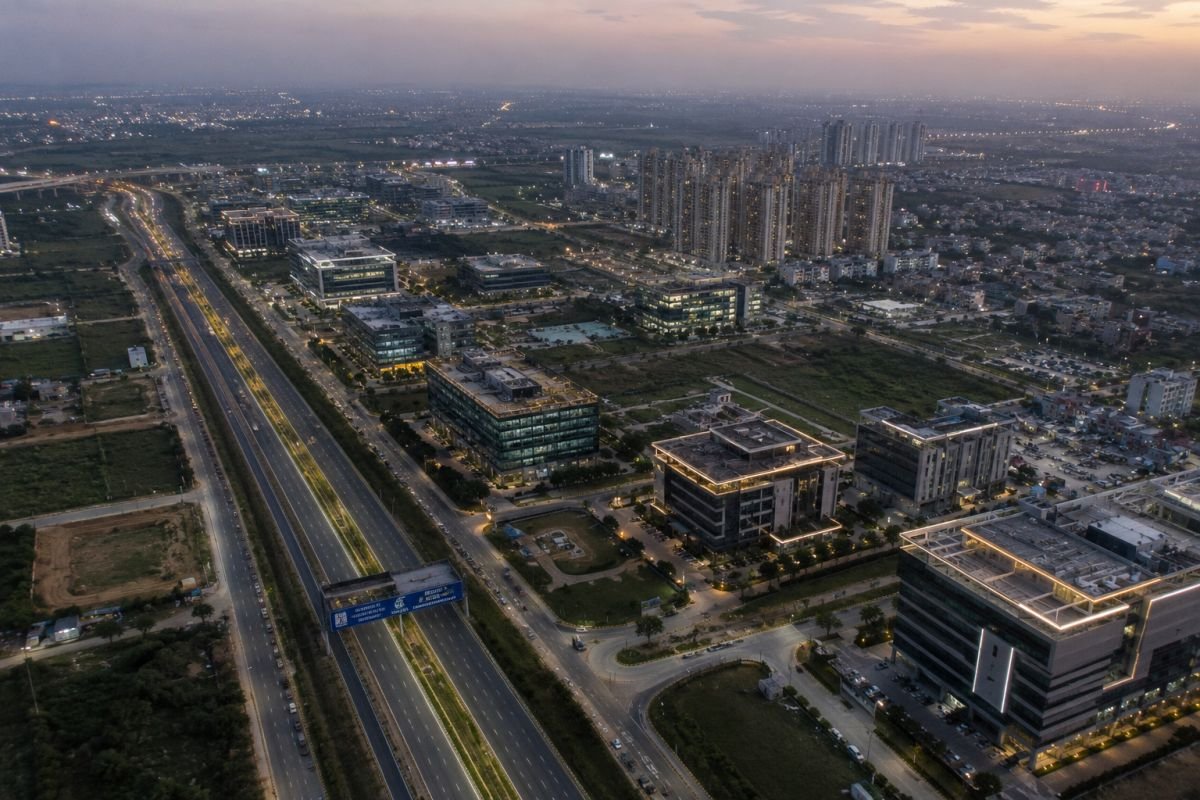 Aerial connectivity view of Sector 114 Gurgaon near Delhi border